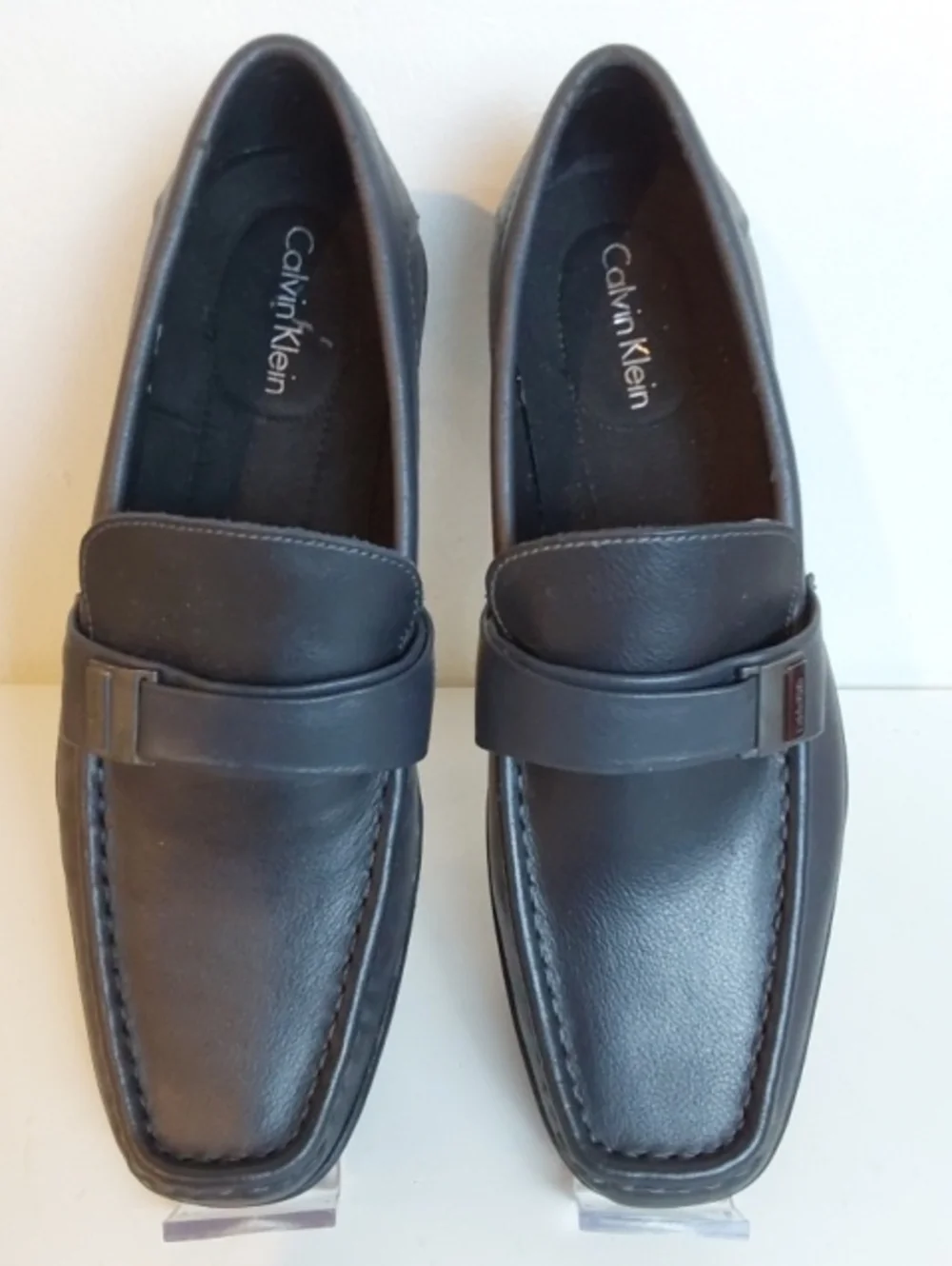 Calvin Klein| Men's Black Leather Quinlan Driving Loafers Mocs Luxe Sz.9.5